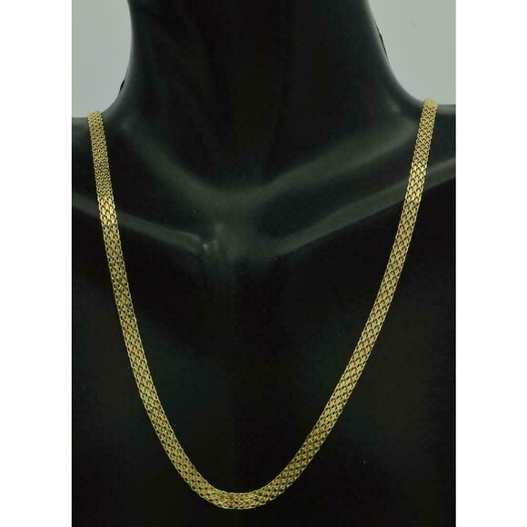Real 14K Yellow Solid Gold Bismack Chain Necklace 3.2mm 16" 18 20 22 24"